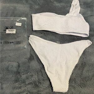 White Textured Two-Piece Bikini Set